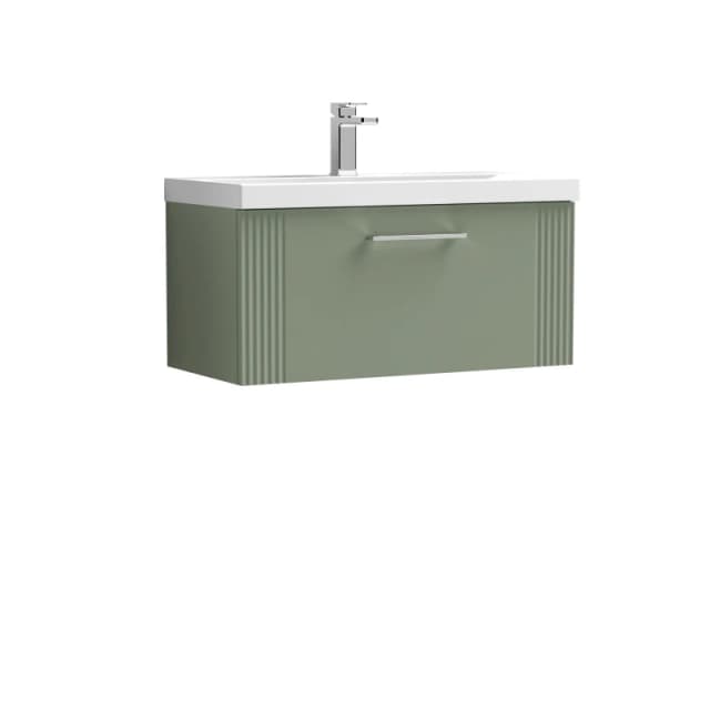 Balterley 1 Drawer Wall Hung Vanity Unit MidEdge Basin Green 800mm Green