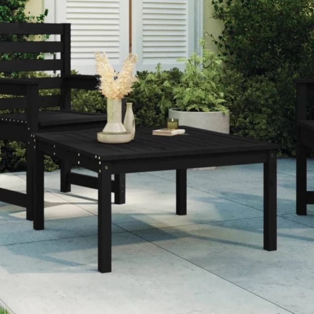 JINLEFU Garden Table Black 82.5x82.5x45cm Solid Wood Pine vidaXL JRVDZX-824124_DE