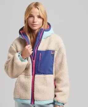 Superdry Womens Hooded Sherpa Jacket Cream / Vintage Ecru - Size: 8