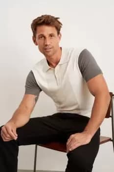 Short Sleeve Colour Block Knitted Polo