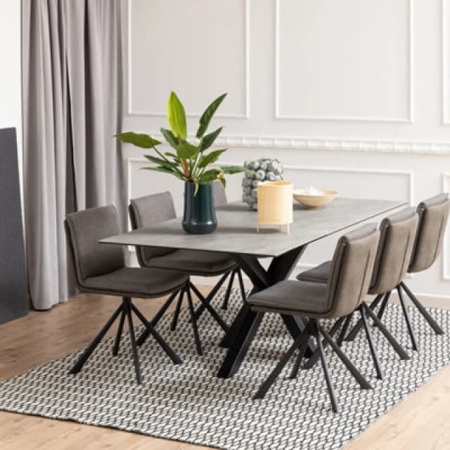 Furniture To Go Heaven Dining Table With Ceramic Grey Top (L) 200Cm Seats Up To 6