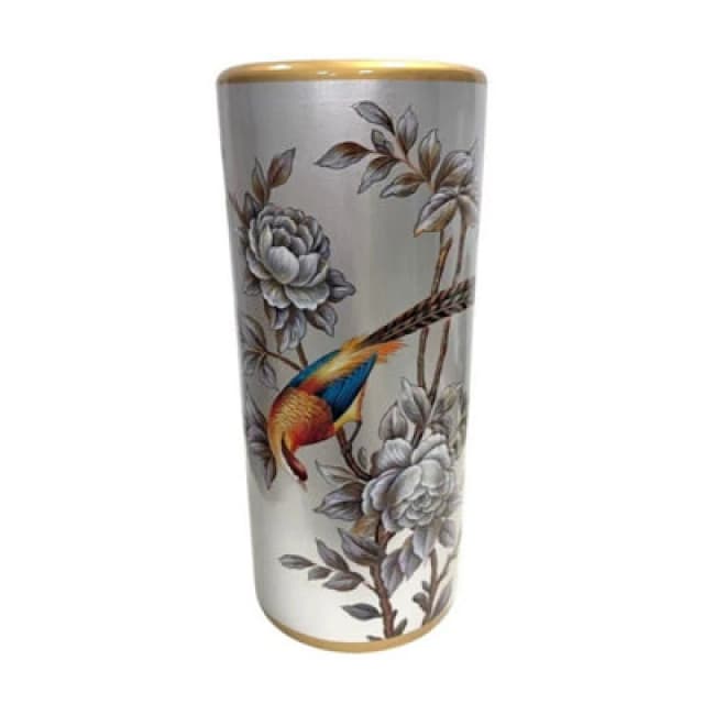 18 Inch Floral Silver Umbrella Stand - Ceramic - L20 x W20 x H46cm MinsterStylishLivingLtd885