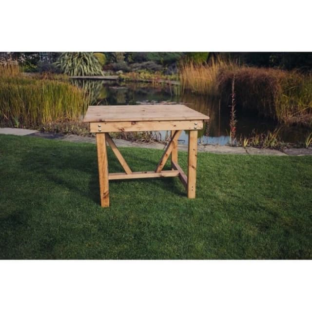 Churnet Valley Garden Furniture Ltd Valley Table - L86 x W99 x H75cm - Flat Pack - Min. Assembly Required in Brown Brown Unisex