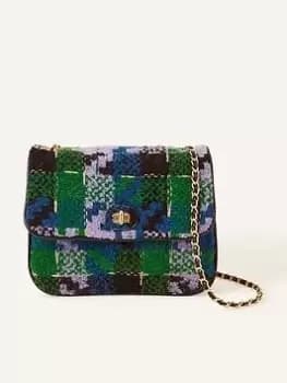 Accessorize Tweed Cross Body, Green, Women