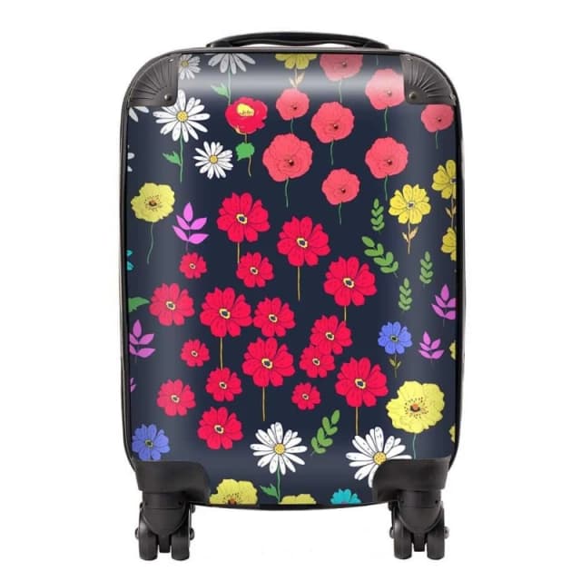 Warren Reed - Designer Multicoloured Flower Pattern Suitcase in Red Size: Large Red Unisex Large