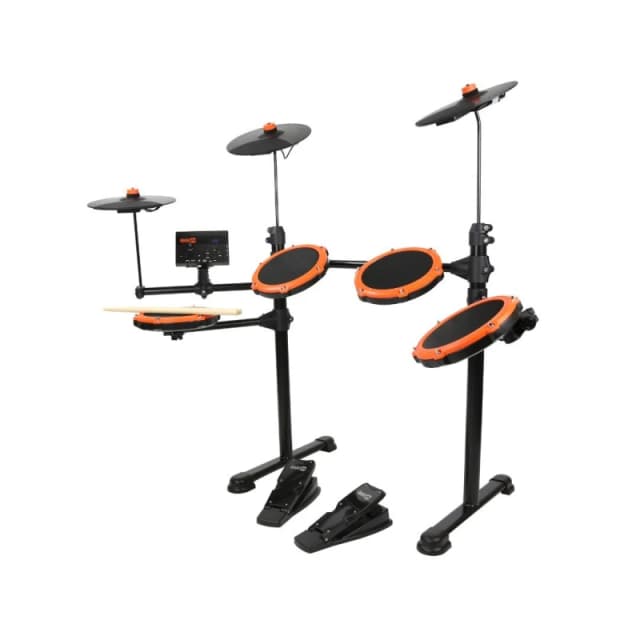 Rockjam Electronic Drum Kit, Digital Drum Set With Mesh Pads, Cymbals, Pedals, 12 Drum Voices, 20 Songs, Usb/Midi, Hea