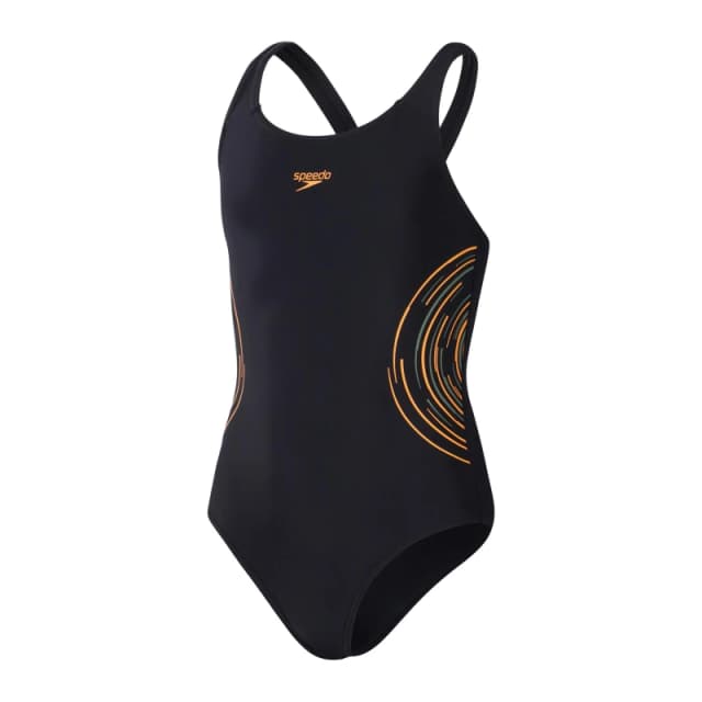 Speedo Kids One Piece Swimsuit Black/Orange female 5-6 Yrs
