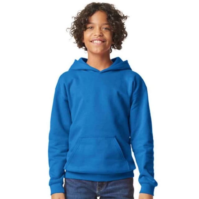 Gildan Softstyle Plain Midweight Hoodie in Blue Size: 12-13 Years Blue Unisex 12-13 Years