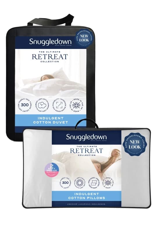 Snuggledown Indulgent Cotton 10.5 Tog Duvet + 2 Soft Pillows - White White King
