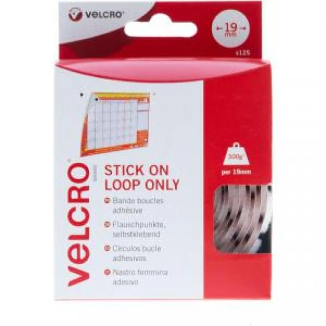 Velcro Stick On Coins Loop Only 19mm White Pack 125 - 7183 62495RY EXR62495RY