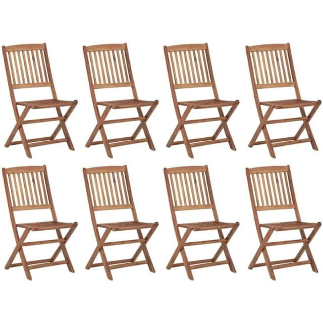 VIDAXL Folding Outdoor Chairs 8 pcs Solid Acacia Wood Vidaxl 3075112