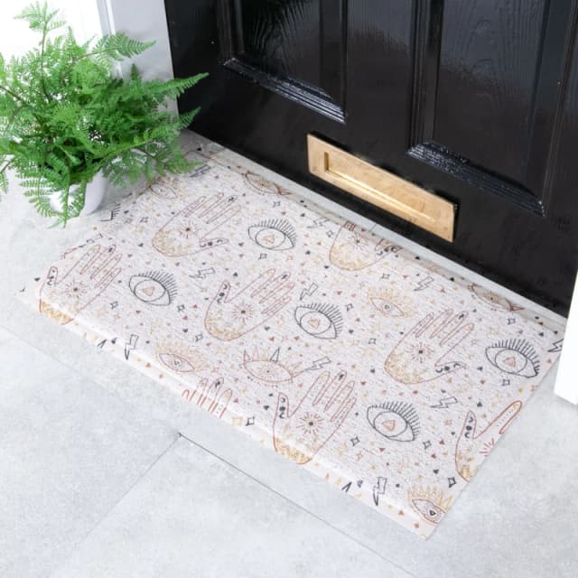 Native Natural Hands And Eyes Pattern Doormat (70 X 40Cm)