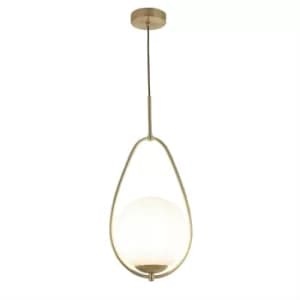 Avalon 1 Light Pendant Gold, Opal ,Glass, E27