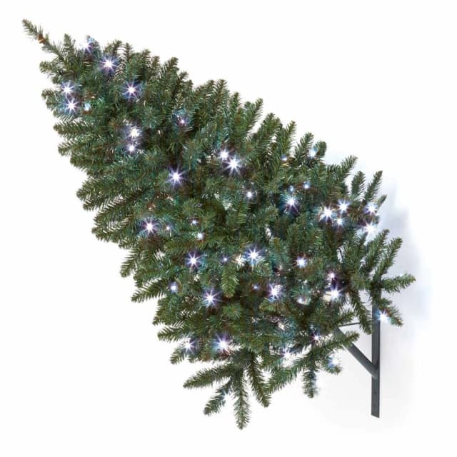 Premier 90cm PreLit with White LED Wall Mounted Artificial Christmas Tree PVC with metal base and frame