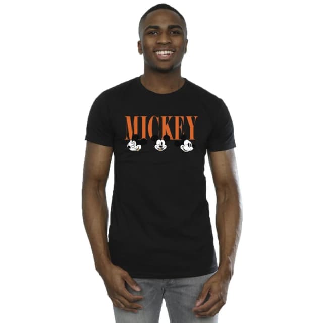 Disney Men Mickey Mouse Faces T-Shirt in Black Size: Small Black S Male 5063153623514