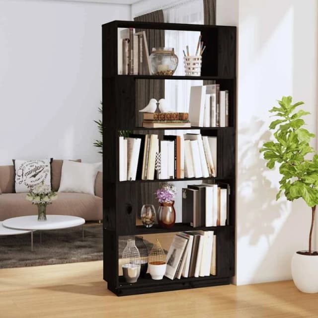 VIDAXL Vidaxl - Book Cabinet/Room Divider Black 80x25x163.5cm Solid Wood Pine 8720286906118