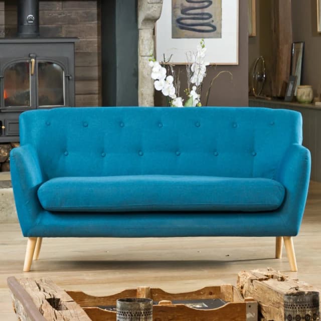 Artemis Home Lynwood 177cm Wide Scandi Style Hessian Fabric 3 Seat Sofa Teal