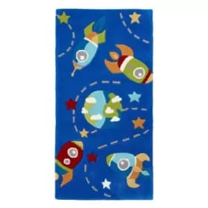 Kids Bright Space Ship Rug