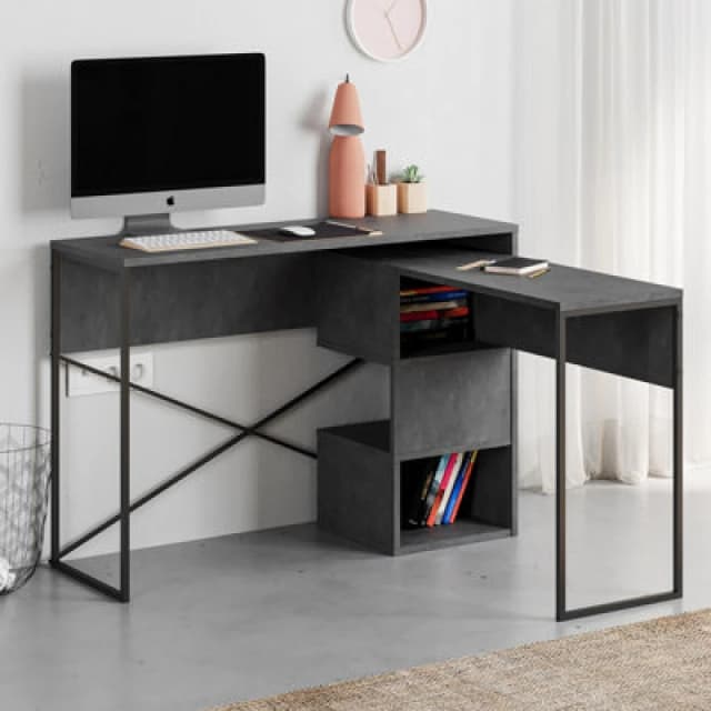 Decortie Working Desk 37.2X110X77Cm Particleboard, Metal Retro Grey 8680812198953