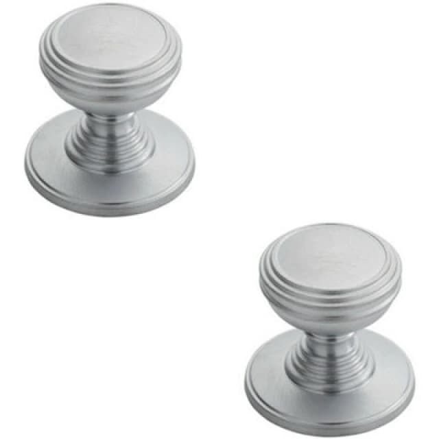 Loops 2x Ringed Tiered Cupboard Door Knob 30mm Diameter Satin Chrome Cabinet Handle Multi unisex