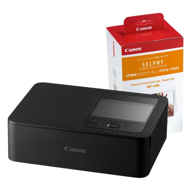 Canon SELPHY CP1500 Wireless Photo Printer inc RP-108 Ink Paper Set - Black 5539C007+8568B001