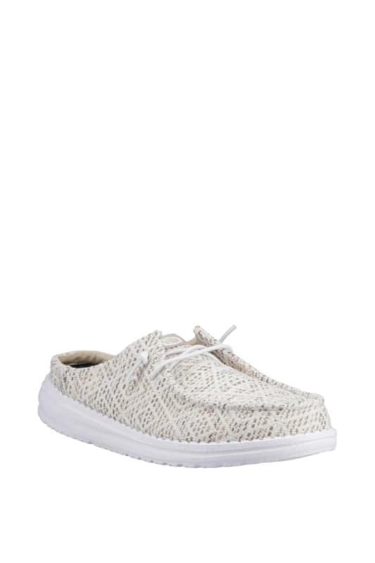 HEYDUDE Womens Wendy Slip Surf Baja Mule in Off-White Size: 4 Off-White Female 4