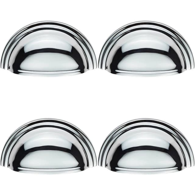 Loops 4x Victorian Cup Pull Handle Polished Chrome 92 x 46mm 76mm Fixing Centres Multi unisex