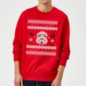 Star Wars Christmas Stormtrooper Knit Red Christmas Sweatshirt - L - Red