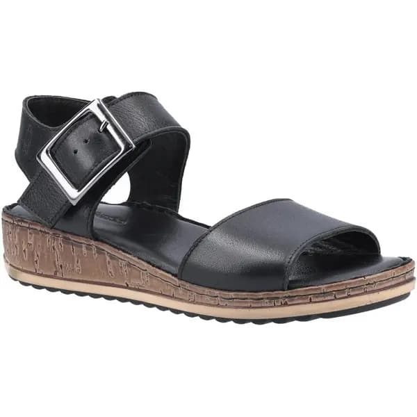 Hush Puppies Womens Ellie Leather Wedge Sandals - UK 5 Black female PS3044BLK5