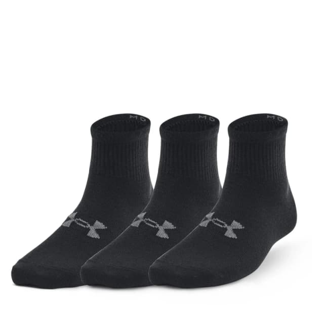 Under Armour Armour Ua Essential 3pk Qtr Yth Trainer Sock Unisex Kids - Black 7 - 11