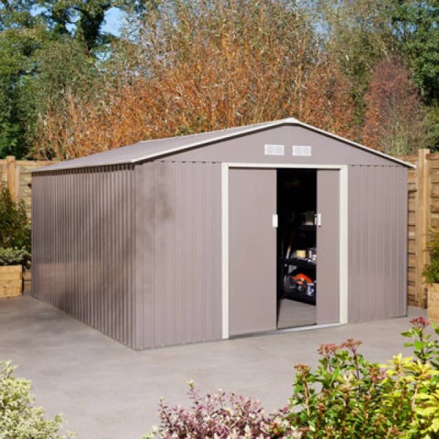 Rowlinson Trentvale 10x12 Metal Apex Shed Light Grey TV1012APXLG