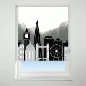 Universal Patterned London Skyline Black Blackout Roller Blind Black