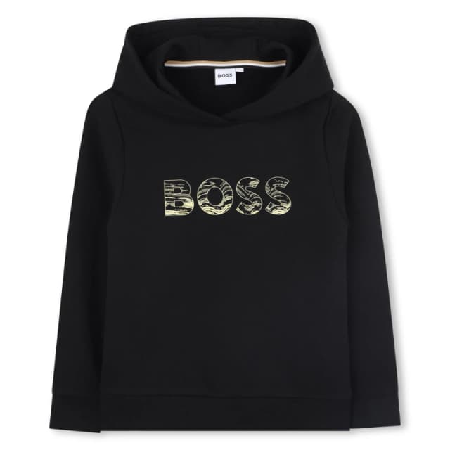 Boss Kids Print Hooded Hoodie Black male 12Y
