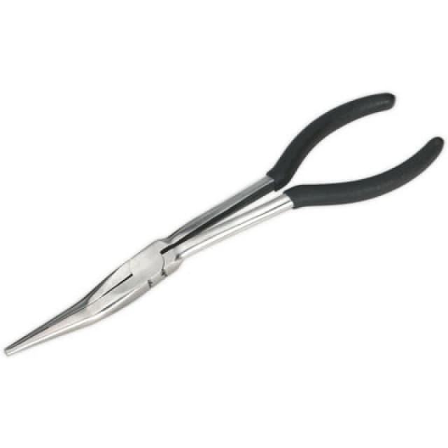 Loops 275mm Offset Needle Nose Pliers - Drop Forged Steel - Foam Grip Handles Metallics
