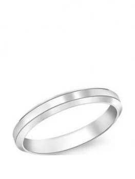 Love GOLD 9ct White Gold 3mm Bevel Edge Wedding Band, White Gold, Size H, Women