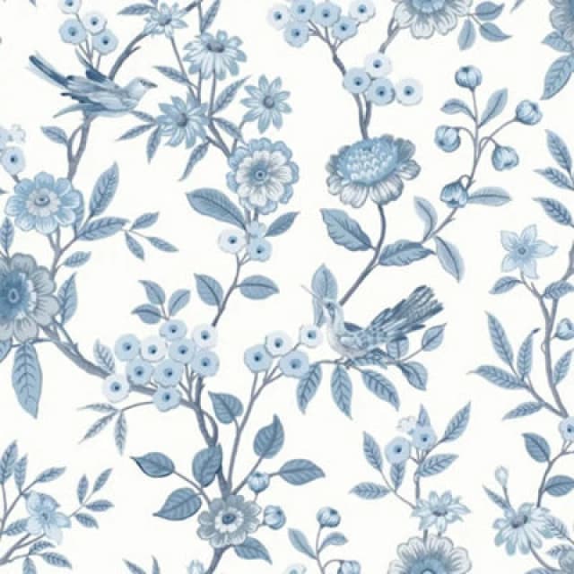 FINE DECOR Fine Decor - Eleanor Floral Birds Blue Wallpaper Flowers Botanical Feature Wall WL-FD43447
