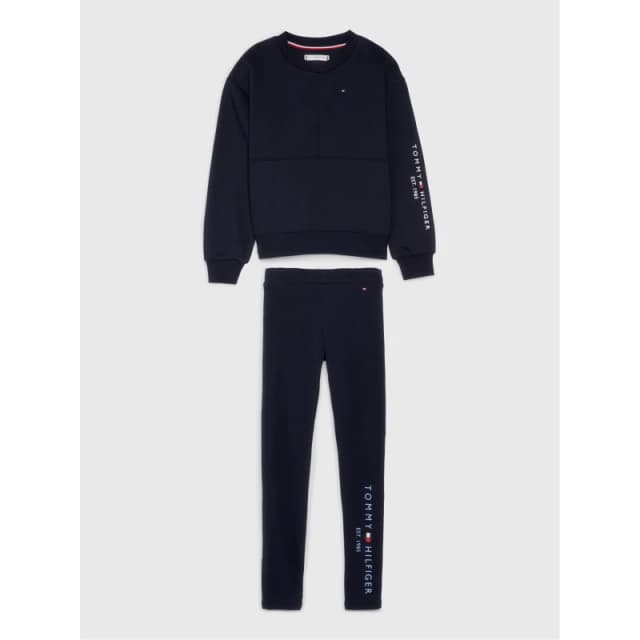 Tommy Hilfiger Essential HWK Crew Neck Leggings Set Juniors - Blue Blue 4 - 5 Years