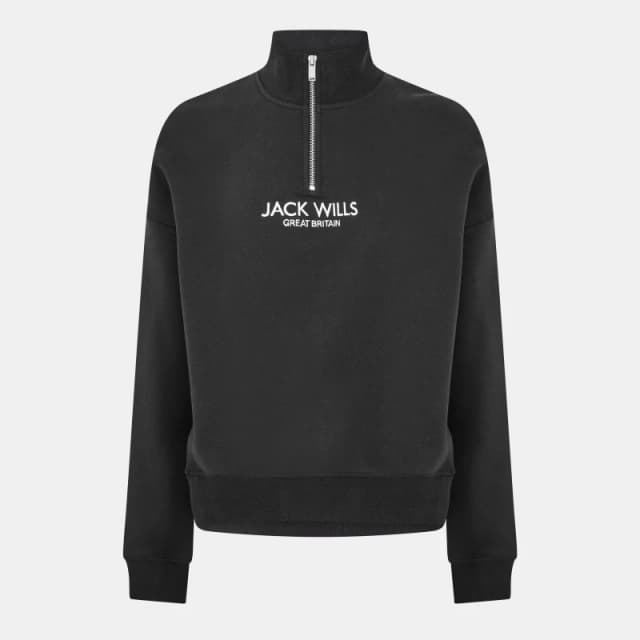 Jack Wills Honeylane Half Zip Sweatshirt Womens Black09 female 4 (3XS)
