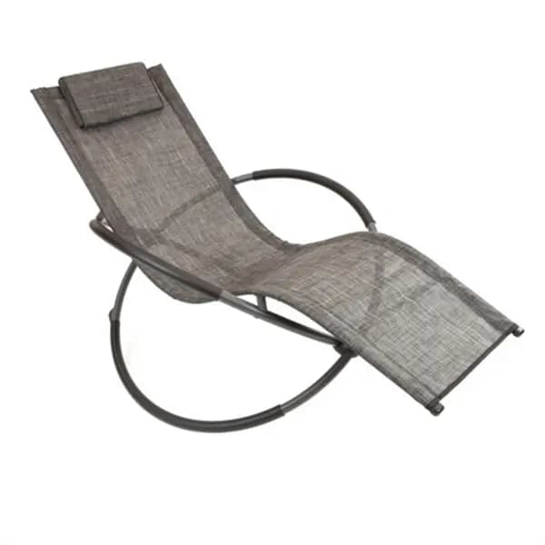 GardenKraft Louis Textile Rocking Lounger-Black & Grey