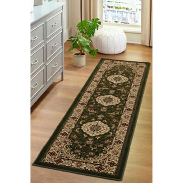 Melrose Classic Traditional Green Vintage Runner Rug 060/230Cm