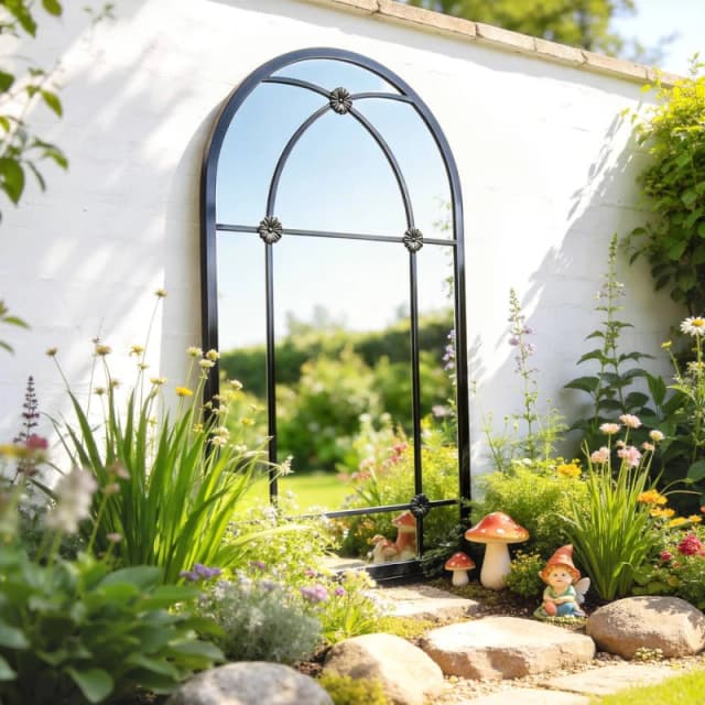 OUTSUNNY Arched Mirror, Decorative Wall Mirrors, Black Size: 60cm x 100cm Black Unisex 60cm x 100 cm