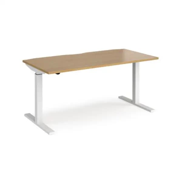 Elev8 Height Adjustable Desk Rectangular Desk 1600mm Oak Tops With White Frames 800mm Depth Elev8 Mono Oak EVM-1600-WH-O