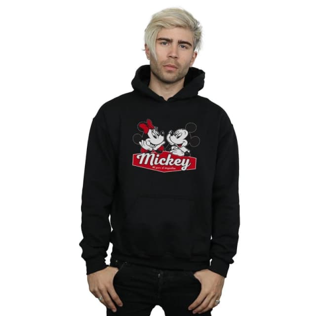 Disney Men Mickie And Minnie 90 Years Hoodie in Black Size: Small Black S Male 5059308577009
