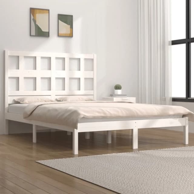VIDAXL Bed Frame without Mattress White 140x190cm Solid Wood Pine Vidaxl 8720287032090