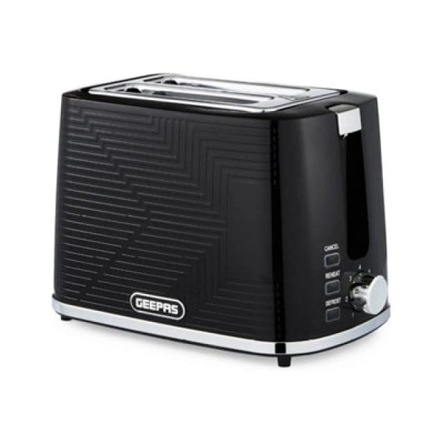 Geepas Opus Collection 2 Slice Bread Toaster with 7 Level Browning Control Crumb Tray Cancel Black