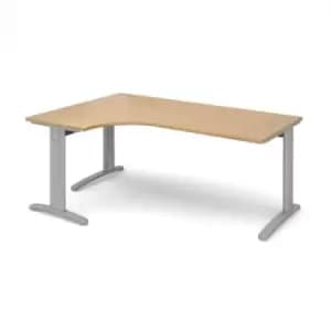 Office Desk Left Hand Corner Desk 1800mm Oak Top With Silver Frame 1200mm Depth TR10 TDEL18SO