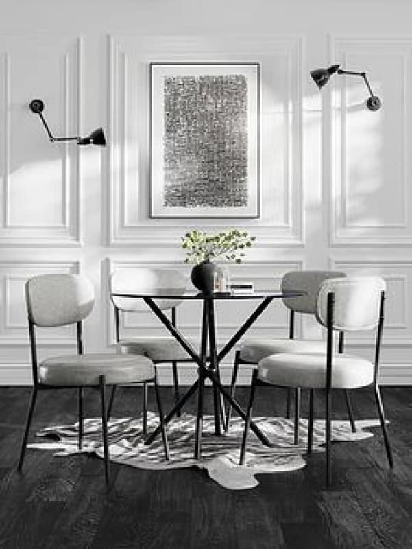 LPD Casa 90cm Smoked Glass and Black Dining Table