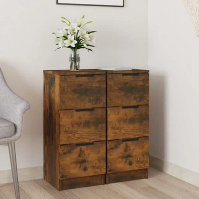 VIDAXL Sideboards 2 pcs Smoked Oak 30x30x70cm Engineered Wood vidaXL 8720287084082