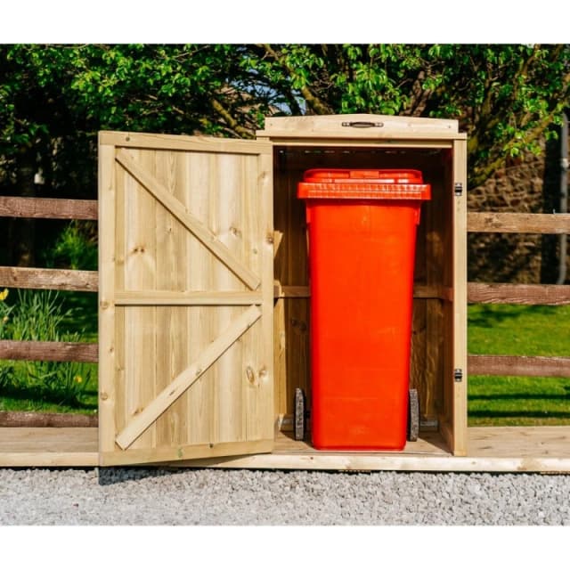 Buttercup Farm Chatburn Single Wheelie Bin Store, Timber - Fits 1 x 140L Wheelie Bins in Brown Brown Unisex