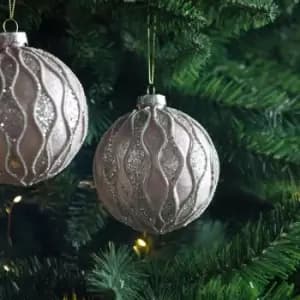 Crossland Grove Pale Gold Glitter Baubles (3pk) Dia 100mm